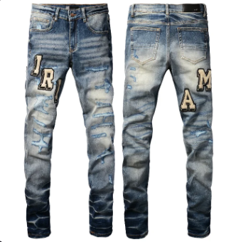 Streetwear spreadsheet bottoms find, distressed blue denim jeans